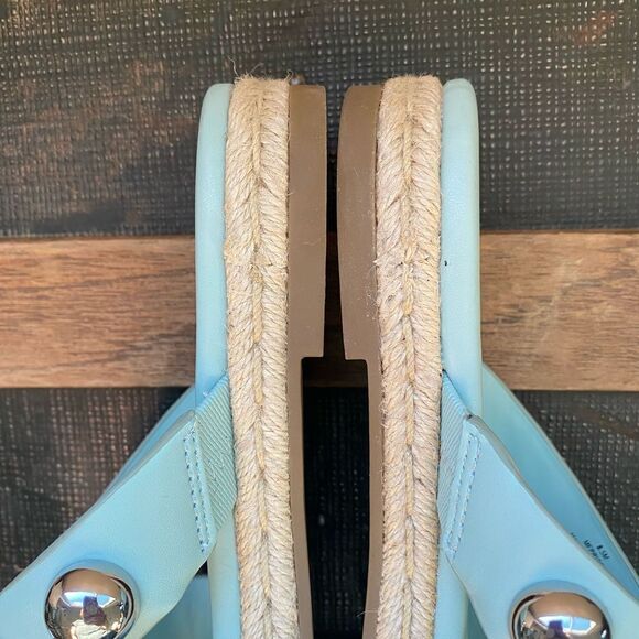 New Marc Fisher Prisca Espadrille Sandals Sz 8.5 Silver Studded Slide mint - Picture 9 of 12